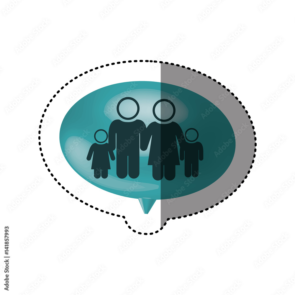 sticker of oval speech with pictogram of family group vector illustration sticker of oval speech with pictogram of family group vector illustration