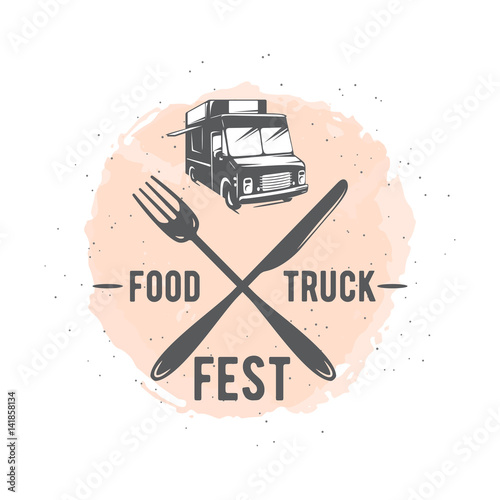 Vector illustration of street food truck graphic badge