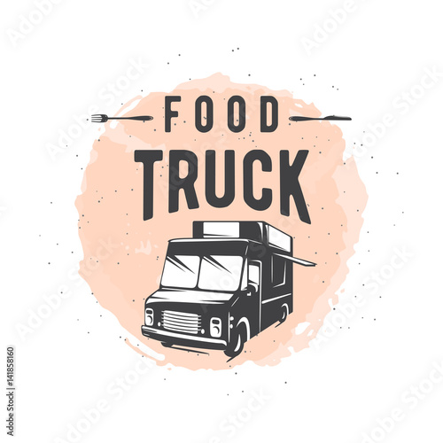 Vector illustration of street food truck graphic badge