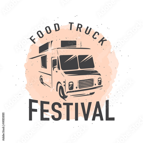 Vector illustration of street food truck graphic badge
