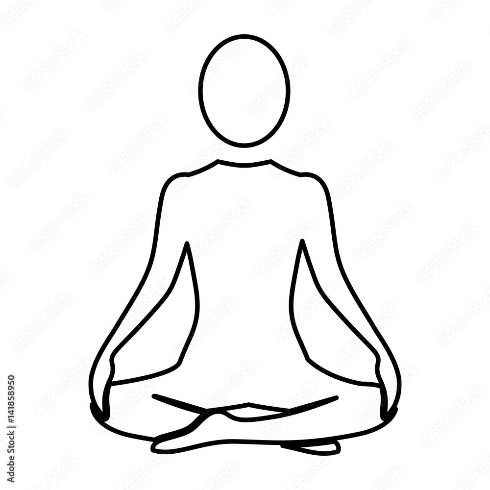 Silhouette woman sitting yoga position vector illustration