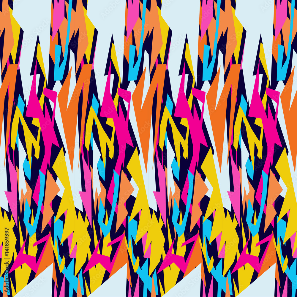 Graffiti bright psychedelic seamless pattern on a black background vector illustration Graffiti bright psychedelic seamless pattern on a black background vector illustration