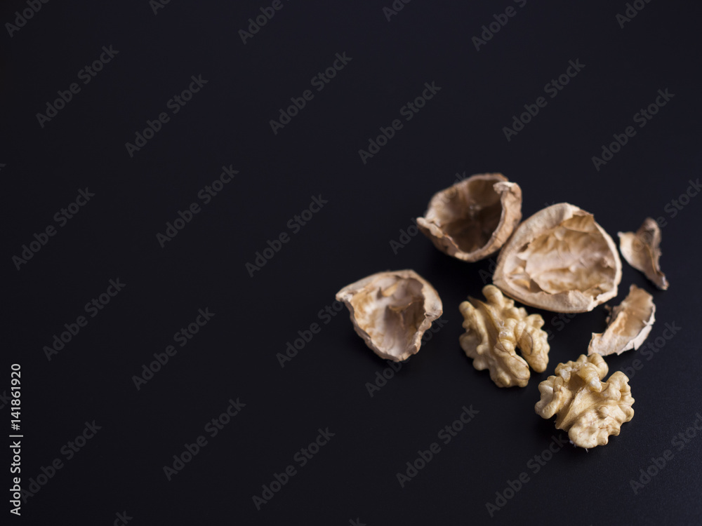 Walnuts isolated on black background Walnuts isolated on black background