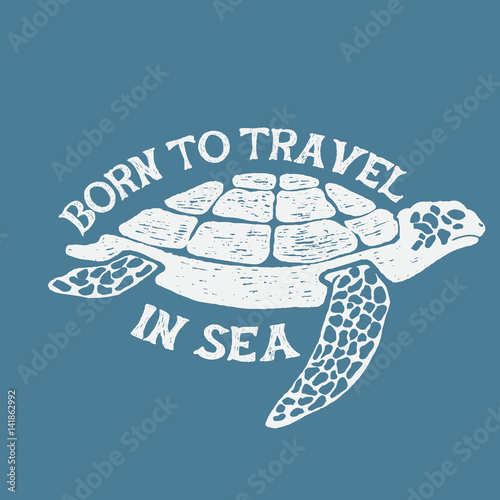 sea turtle vintage label