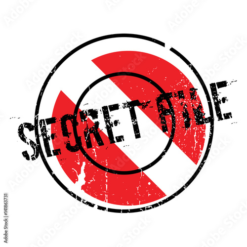 Secret File rubber stamp. Grunge design with dust scratches. Effects can be easily removed for a clean, crisp look. Color is easily changed.