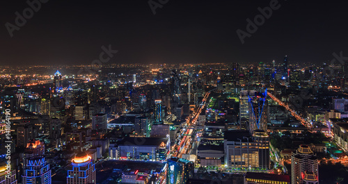 Panorama of bangkok cityscape at twilight, Thailand