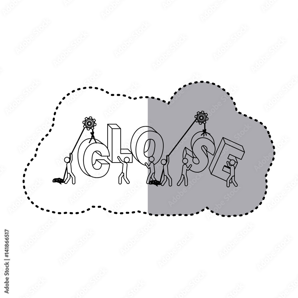 sticker silhouette with pulleys under construction close sign vector illustration sticker silhouette with pulleys under construction close sign vector illustration
