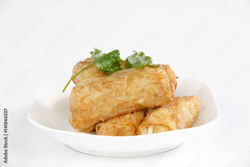 stuffed cabbage rolls isolated on white background