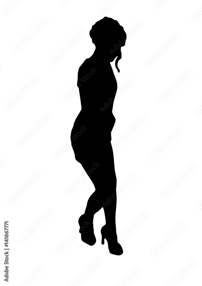 Silhouette of girl in sexual pose vector..