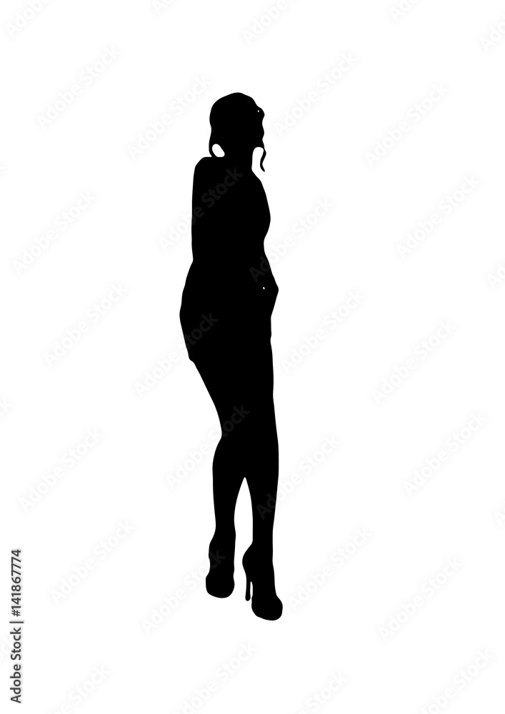 Silhouette of girl in sexual pose vector.