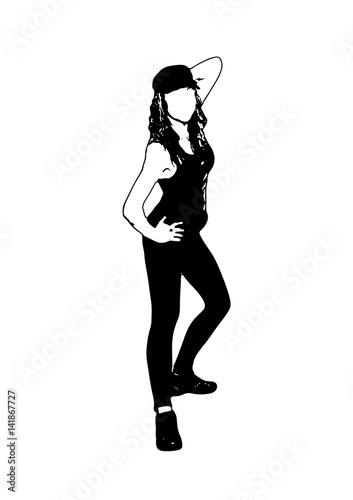 Silhouette of a girl posing vector