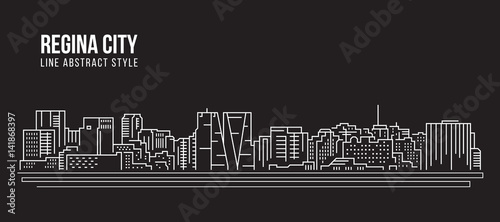 Billede på lærred Cityscape Building Line art Vector Illustration design - Regina city