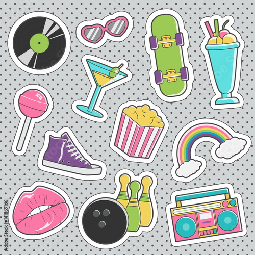 Fun trendy vintage sticker fashion badges
