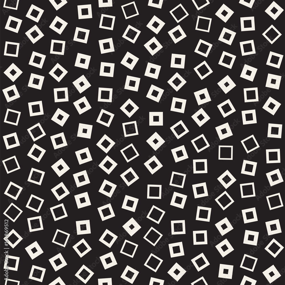 Trendy Texture With Scattered Geometric Shapes. Vector Seamless Pattern.