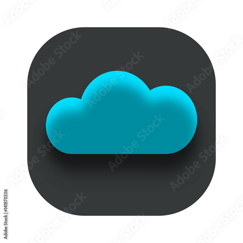 Blue Cloud Icon on Grey Background App Design Idea