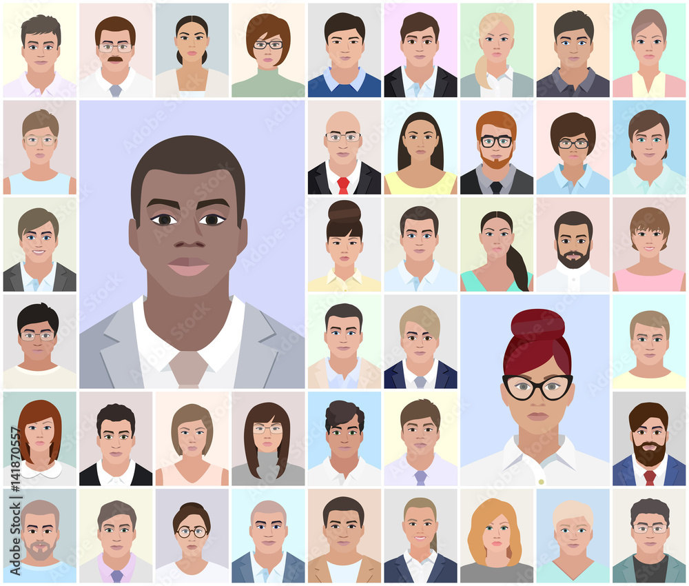 Portraits of different people, African, vector Portraits of different people, African, vector