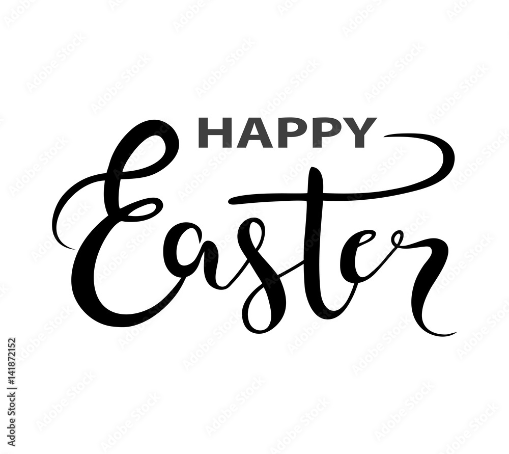 Isolated text Happy Easter on white background, vector illustration Isolated text Happy Easter on white background, vector illustration