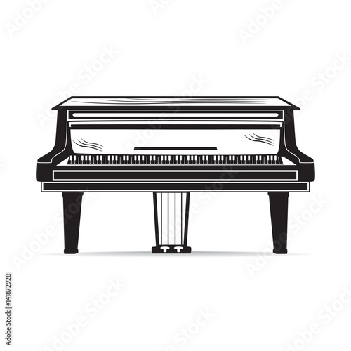 Vector flat illustration of Grand Piano musical instrument.