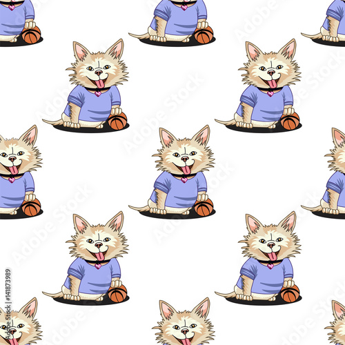 Seamless pattern with beautiful chihuahua dog sport vector illustration