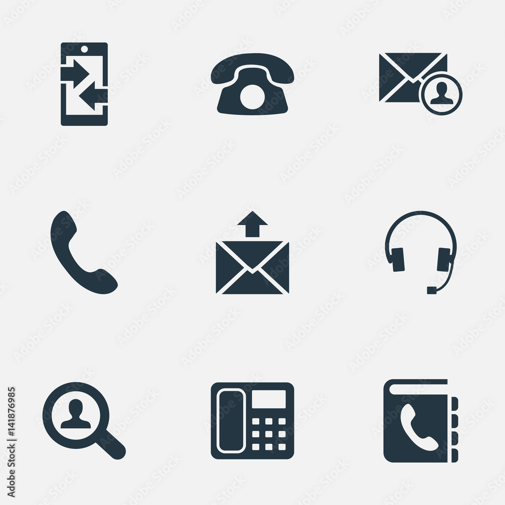 Vector Illustration Set Of Simple Connect Icons. Elements Postage