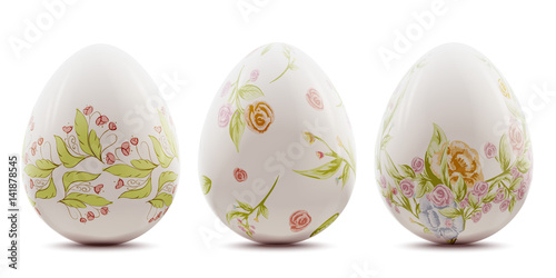 Easter holiday colorful decorated with painted flowers eggs realistic vector illustration 
