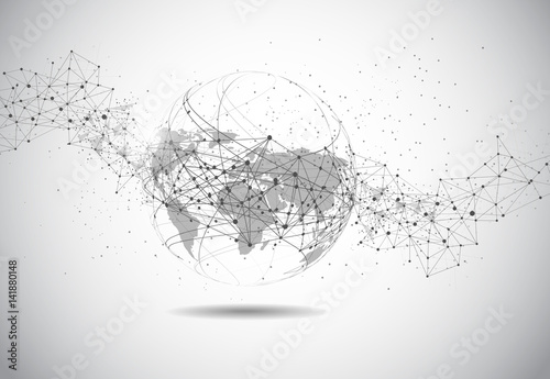 World map point, line, composition, representing the global, Global network connection,international meaning.