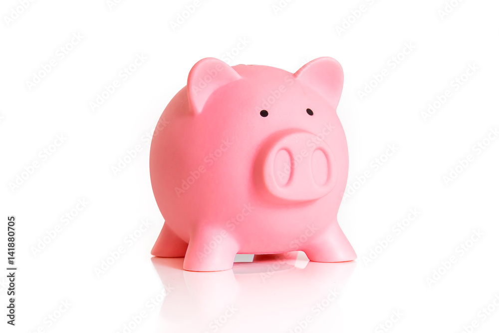 Piggy money bank isolated on white background.