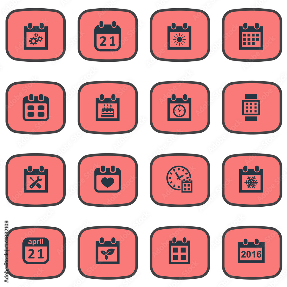 Vector Illustration Set Of Simple Plan Icons. Elements Plant, Summer Calendar, Planner And Other