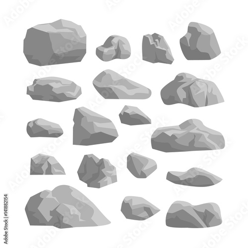 rocks and stones set on white background