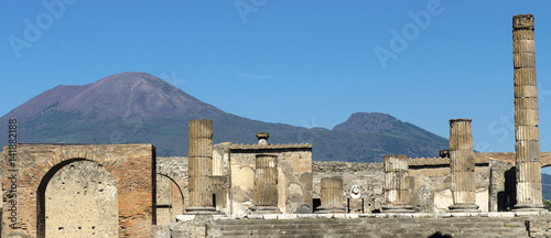 Pompeii. The Forum and Temple of Jupiter with Vesuvius in the di