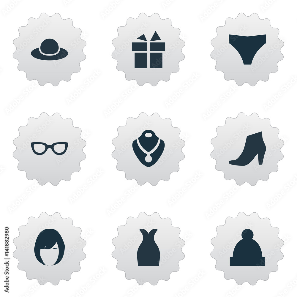 Vector Illustration Set Of Simple Garments Icons. Elements Elegant