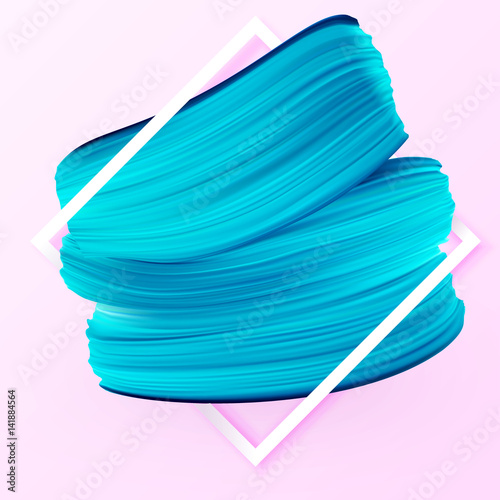 Blue abstract textured vector geometric background. Minimalistic design, creative concept with paint brush texture in frame.
