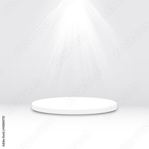 podium on a transparent background.lit white scene.the podium of winners.vector illustration.spotlight.