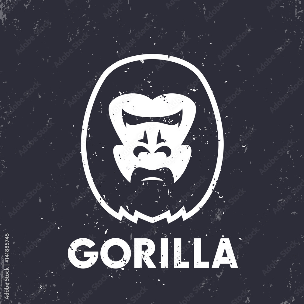 Fototapeta premium gorilla head logo element with grunge texture