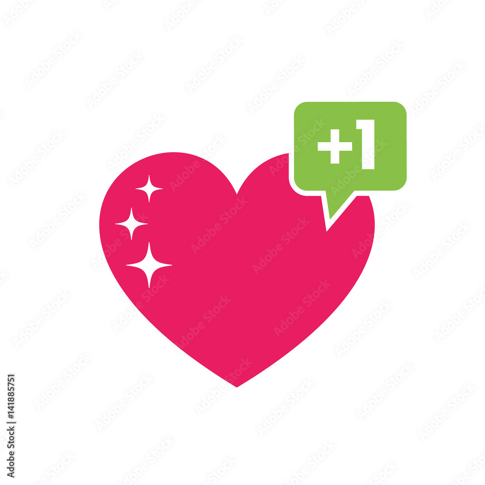 heart like with notification, icon for web design in flat style heart like with notification, icon for web design in flat style