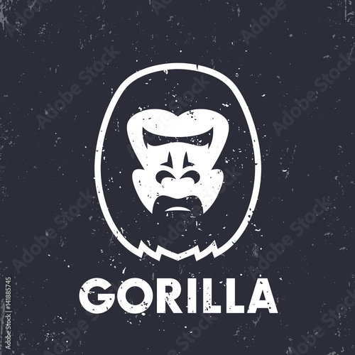 gorilla head logo element with grunge texture