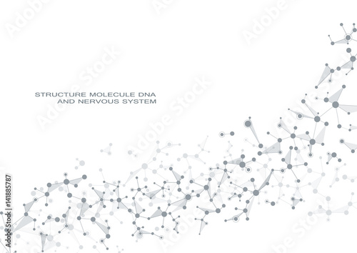 Molecule DNA and neurons vector. Molecular structure. Connected lines with dots. Genetic chemical compounds. Chemistry, medicine, science, technology concept. Geometric abstract background. photo
