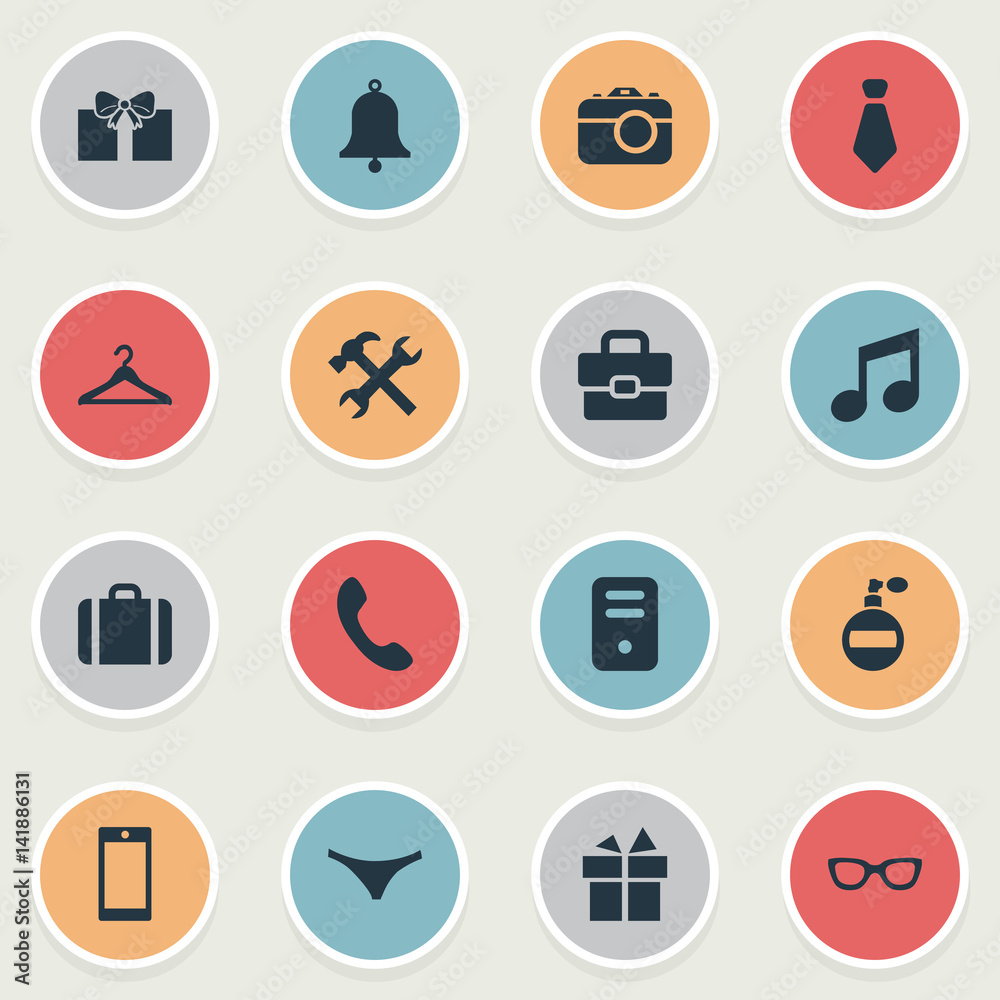 Vector Illustration Set Of Simple Accessories Icons. Elements Music