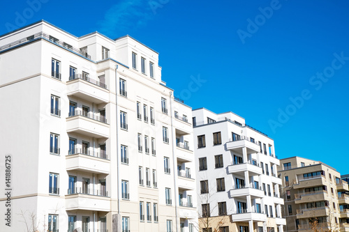 White apartment houses seen in Berlin, Germany