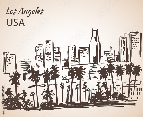 Los Angeles cityscape sketch.