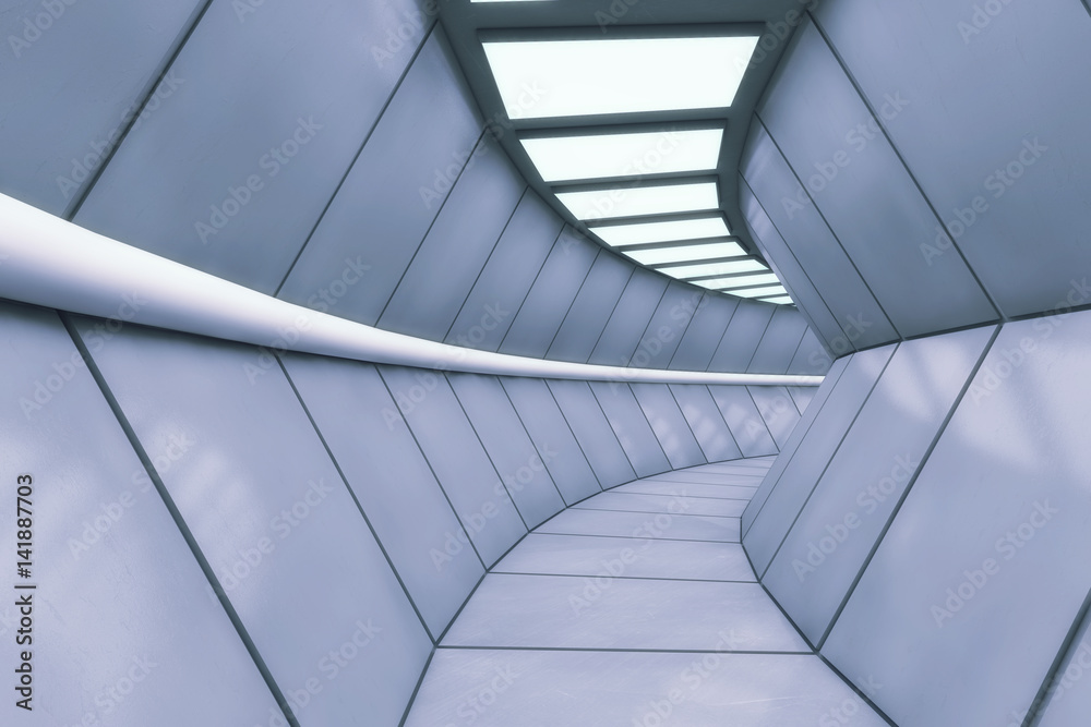 Fototapeta premium 3d rendering. Futuristic background architecture corridor.