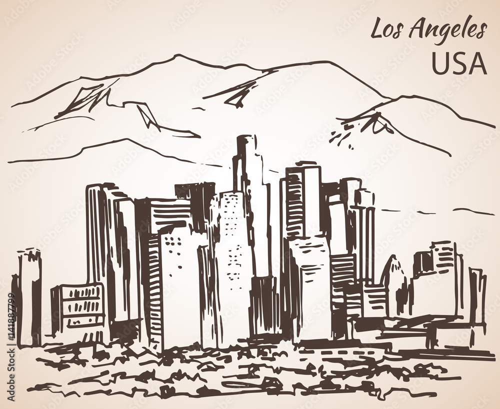 Obraz premium Szkic gród Los Angeles.