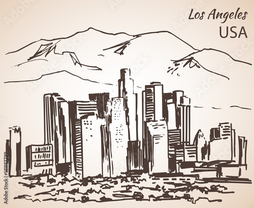 Los Angeles cityscape sketch.
