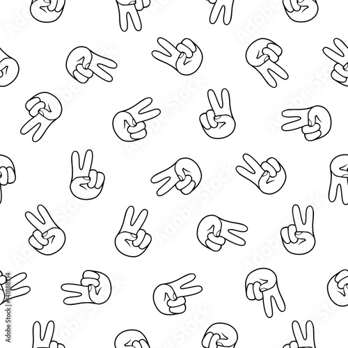 Seamless pattern - peace hand symbol