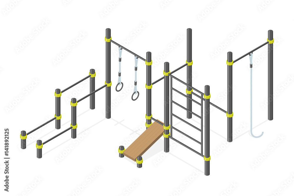 Set of street workout area elements. Set of street workout area elements.