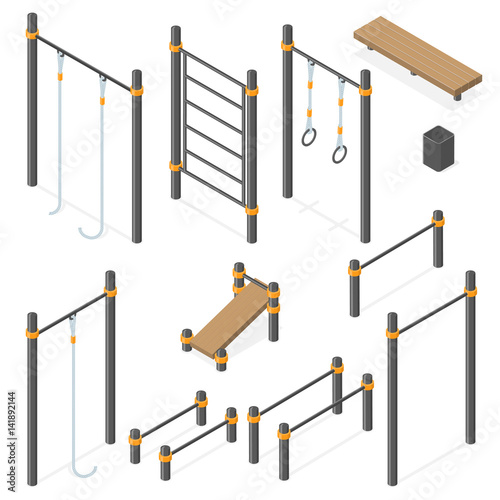 Set of street workout area elements.