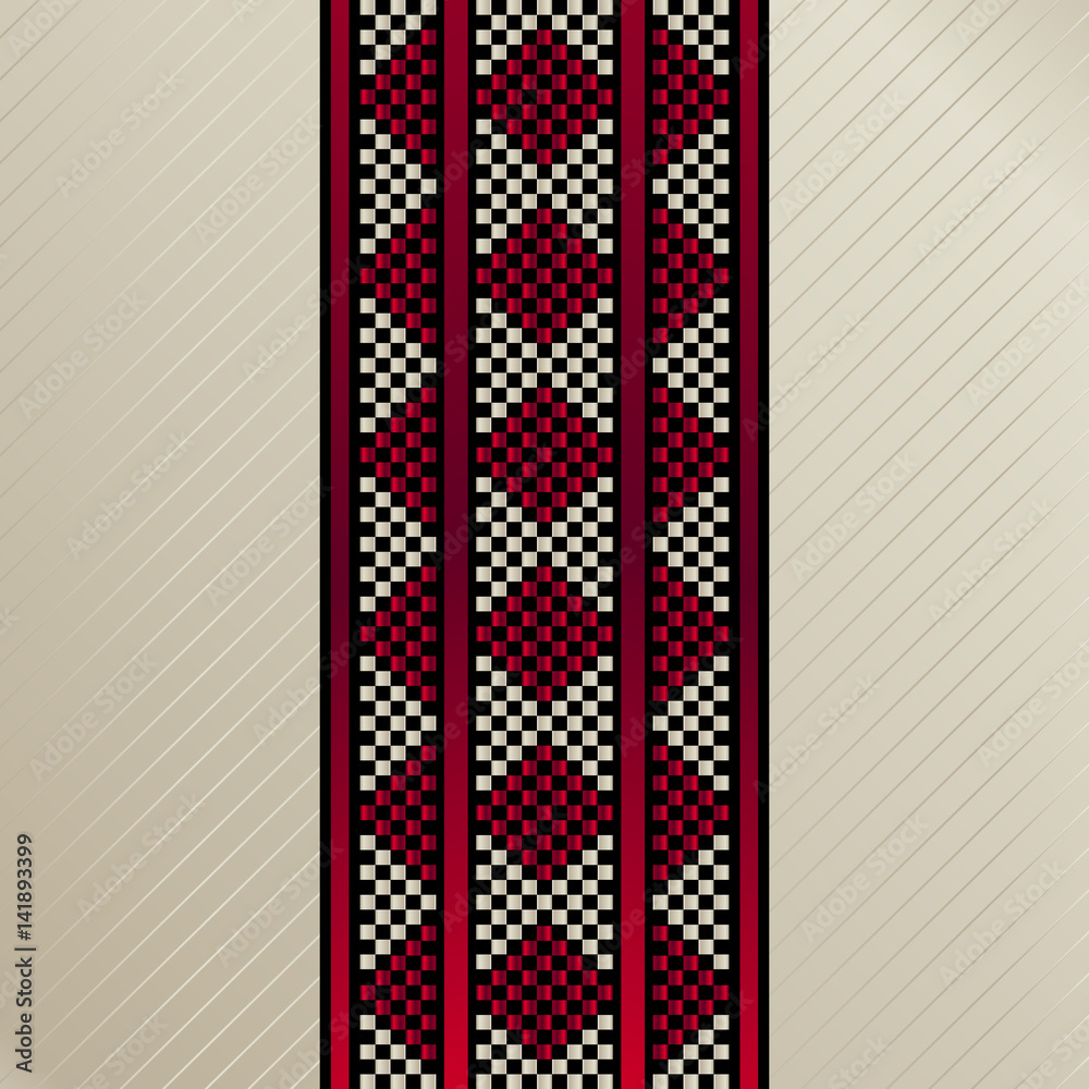 Square Tile Of An Arabian Traditional Sadu Rug Carpet Motif - obrazy, fototapety, plakaty 