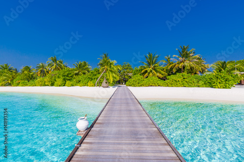 Beautiful perfect tropical beach scenery backgrounds blue sea lagoon sky clouds background concept website design luxury travel summer holiday sun zen inspirational © icemanphotos