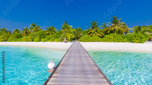 Beautiful perfect tropical beach scenery backgrounds blue sea lagoon sky clouds background concept website design luxury travel summer holiday sun zen inspirational © icemanphotos