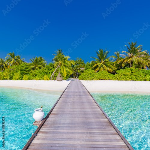 Beautiful perfect tropical beach scenery backgrounds blue sea lagoon sky clouds background concept website design luxury travel summer holiday sun zen inspirational